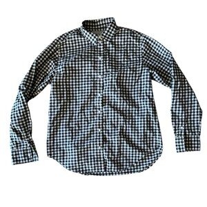 Everlane 2 Button Down Shirt Black Cream Check Cotton Collared Long Sleeve